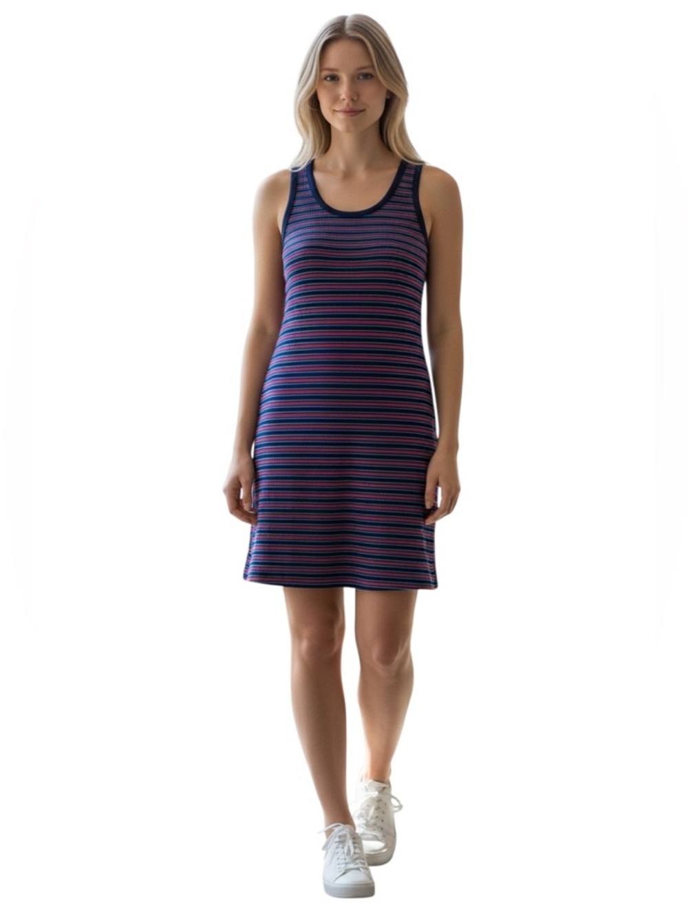 GAP Navy, Red & Teal Striped sleeveless dress Size XL